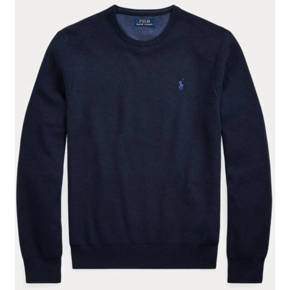 Polo Ralph Lauren Mens Size S Mesh-Knit Cotton Crewneck Sweater Navy Classic NWT